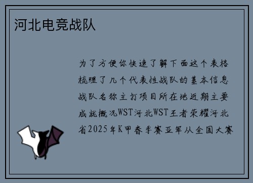 河北电竞战队